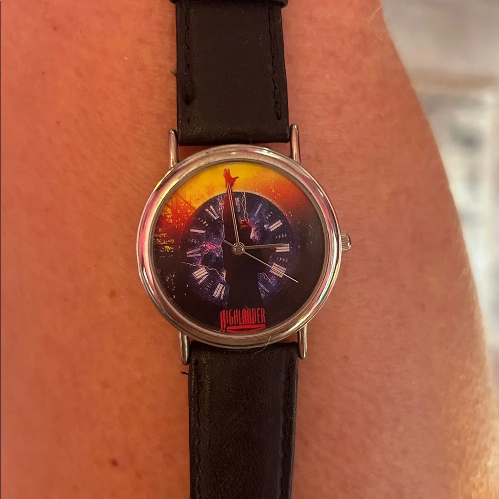 Highlander Black Leather Strap Watch